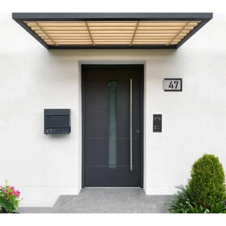 Metzler modernes Hausnummernschild Anthrazit Edelstahl | 271 x 175mm