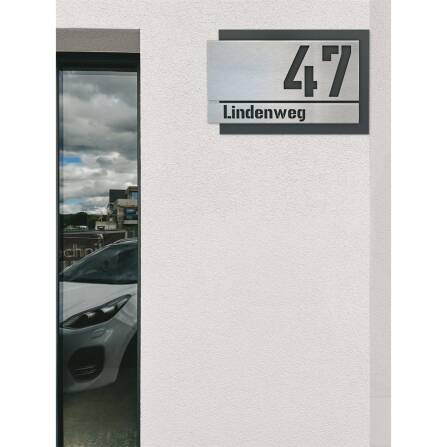 Metzler Individuelle Hausnummer aus Edelstahl | 600 x 400 mm
